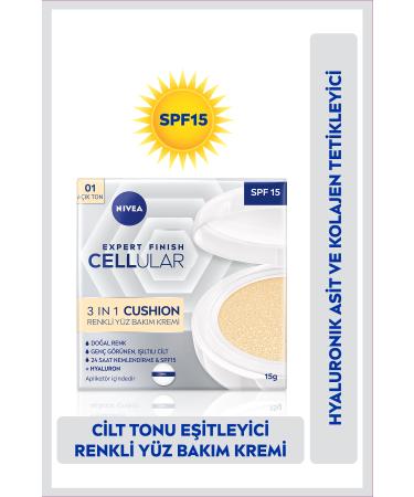NIVEA Cellular Expert Finish 3in1 Cushion Tinted Light Tone Face Care Cream 15ml Hyaluron and Collagen - Buy Online on GoSupps.com