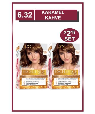 L'Oreal Paris Excellence Intense Hair Dye 6.32 Caramel Brown Set of 2