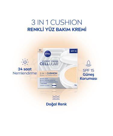NIVEA Cellular Expert Finish 3in1 Cushion Tinted Medium Tone Face Care Cream 15ml Hyaluron and Collagen - Buy Online on GoSupps.com