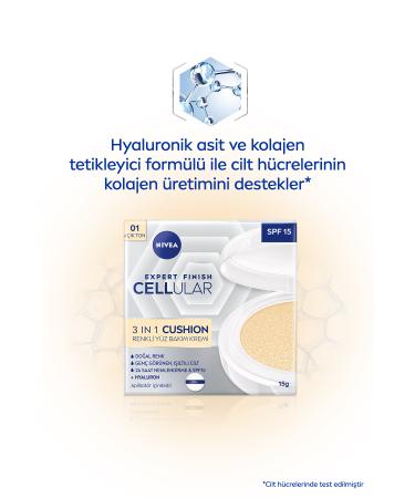 NIVEA Cellular Expert Finish 3in1 Cushion Tinted Light Tone Face Care Cream 15ml Hyaluron and Collagen - Buy Online on GoSupps.com