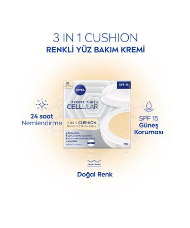 NIVEA Cellular Expert Finish 3in1 Cushion Tinted Light Tone Face Care Cream 15ml Hyaluron and Collagen - Buy Online on GoSupps.com