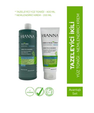 Bianna Green Tea and Bamboo Moisturizing Cream and Facial Cleansing Toner
