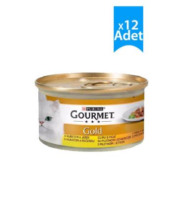 Gourmet Gold Piece Meat Sauce Chicken Liver Cat Canned Food 85 gr X 12 Pieces