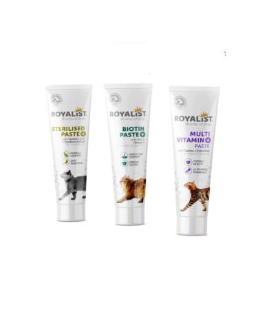 Royalist Malt paste + biotin paste + multivitamin set to support general health for neutered cats
