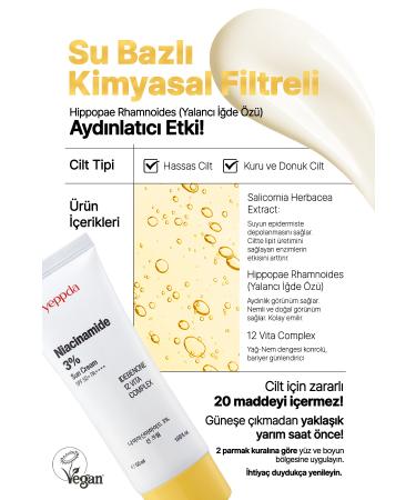 YEPPDA Brightening Vegan Sun Cream with 3% Niacinamide Yeppda Niacinamide Sun Cream SPF50+ PA++++ 50ml - Buy Online on GoSupps.com