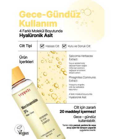 YEPPDA Brightening Vegan Toner with 3% Niacinamide Yeppda Niacinamide 3% Water Toner 200ml - Buy Online on GoSupps.com