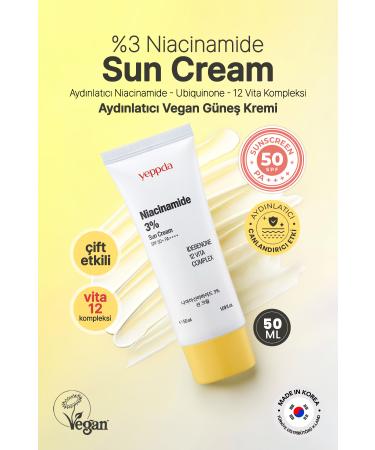 YEPPDA Brightening Vegan Sun Cream with 3% Niacinamide Yeppda Niacinamide Sun Cream SPF50+ PA++++ 50ml - Buy Online on GoSupps.com