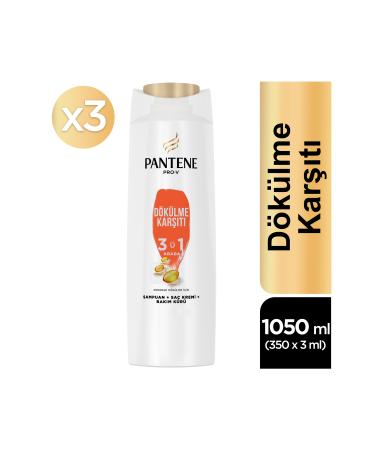 Pantene 3 in 1 Anti Hair Loss Shampoo 350 ml 3 Pieces - Buy Online on GoSupps.com
