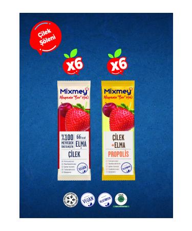 Mixmey Strawberry Feast Fruit Bar | Natural Strawberry Flavor and Healthy Snack - 12 Pieces