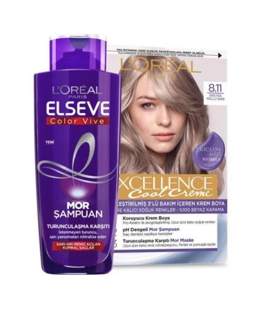 L'Oreal Paris Excellence Cool Creme 8.11 Elseve Purple Shampoo Set