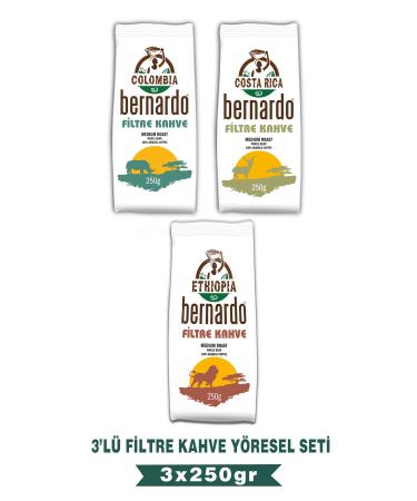 Bernardo Filter Coffee Regional Set 3x250 Gr (Colombia-Costa Rica-Ethiopia)