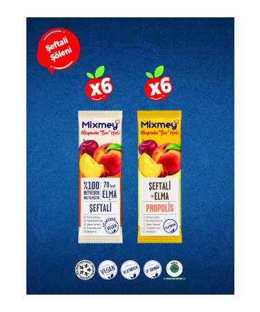 Mixmey Peach Feast Fruit Bar | Natural Peach Flavors - 12 Pieces