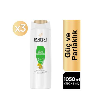 Pantene 3 in 1 Strong and Shine Shampoo 350 ml 3 Pieces - Buy Online on GoSupps.com