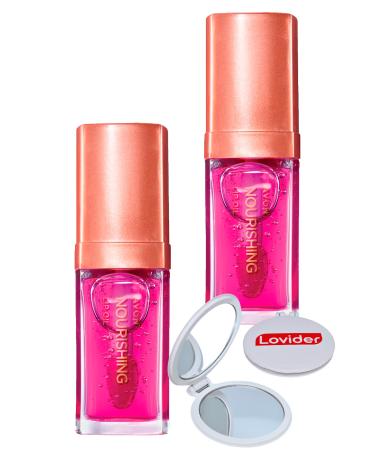 Avon True Lip Oil Nourishing Lip Oil Blossom 7ml 2 Pack + Lovider Pocket Mirror