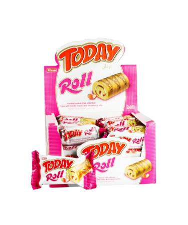 Elvan Today Swiss Roll Strawberry Cream Cake 35 gr 24 Pieces (1 BOX)