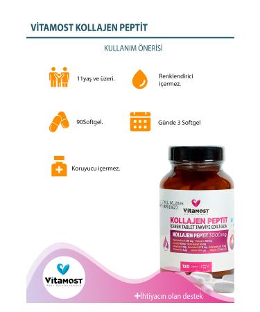 Vitamost Collagen Peptide 120 Tablets 3000 Mg - Buy Online on GoSupps.com