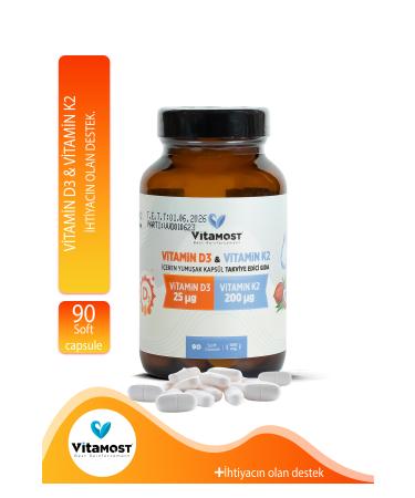 Vitamost VITAMIN D3 & VITAMIN K2 90 SOFT GEL CAPSULE 500 MG