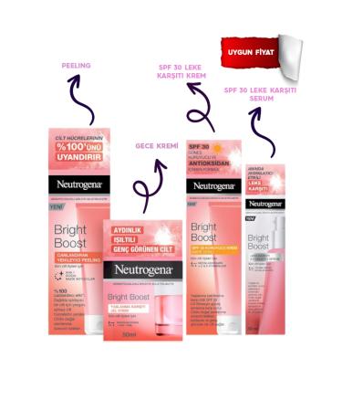 Neutrogena Bright Boost Anti-Aging Gel Cream Peeling SPF 30 Protective Cream Light Texture and Serum