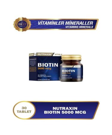 Nutraxin Biotin 5000 mg Biotin Containing Supplementary Food 30 Tablets
