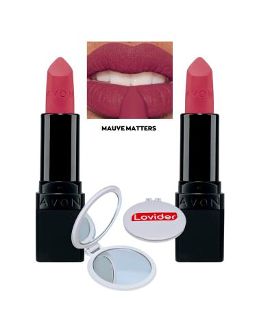 Avon Ultra Matte Lipstick Mauve Matters 2 Pack + Lovider Pocket Mirror