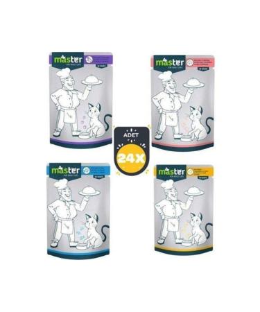 Masterline Master Cat Food Mixed Pouch Wet Food 80 Gr 24 Pieces