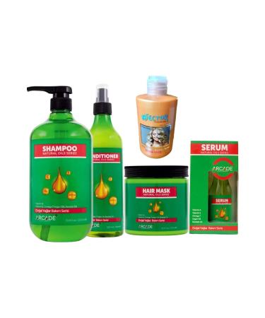 Arcade Natural Oils Care Shampoo 1000 Ml. 5 Piece Special Hair Care Set