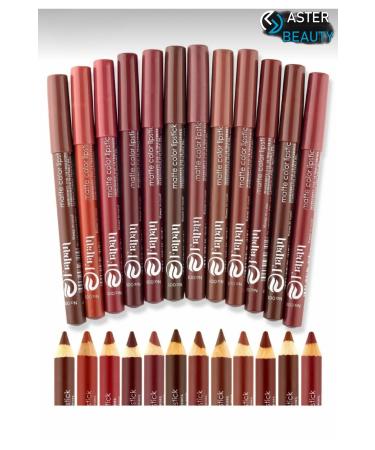 ASTER BEAUTY Matte Color Lip Stick & 12 Thick Lip Pencil Without Sharpener