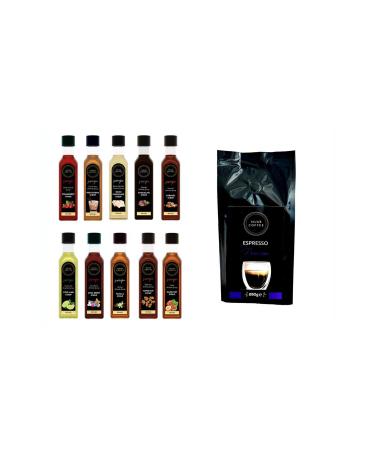 MUUB COFFEE Advantageous Package 10 Coffee Syrup Series (10X60ML) Espresso Premium 0 Arabica Bean 250 gr