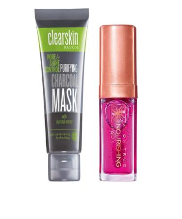 Avon Clearskin Pore Shine Charcoal Mask 75 Ml + Nourishing Lip Oil Blossom