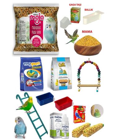 PAMEPAW Jungle 13 Piece Budgie Food Care and Vitamin Set