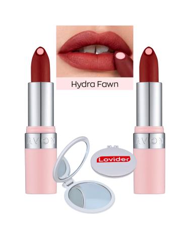Avon Hydramatic Matte Lipstick Fawn 2 Pack + Lovider with Pocket Mirror