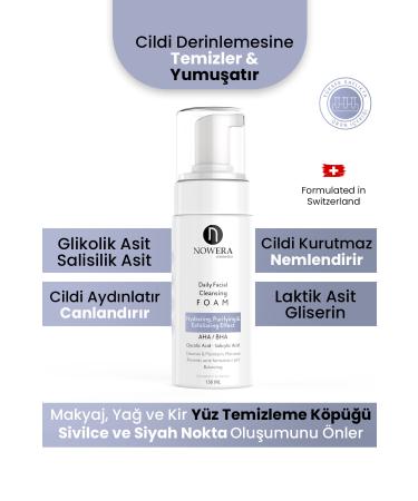 N Nowera Cosmetics Makeup and Facial Cleansing Foam Pimples Acne Anti-Blackhead Face Cleanser Salicylic Acid