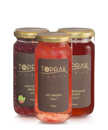 Toprak Natural Pine Cone Rose Wild Strawberry Jam Set Pine Cone Jam - Natural Rose Jam - Wild Strawberry Jam