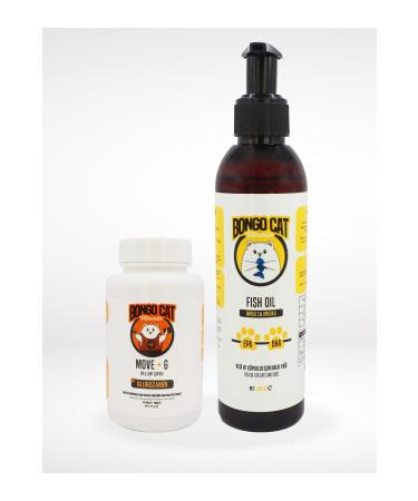 BONGO CAT Cat Vitamin Supplement Set of 2 (move+g Glucosamine Tablet - 75 Tablets + Fish Oil - 200gr.)