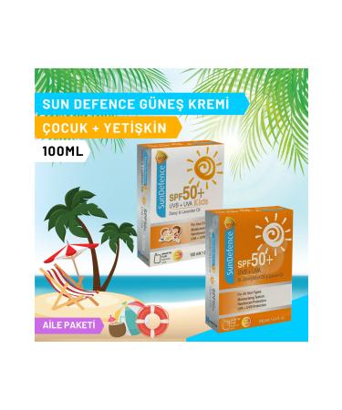 SunDefence Sun Defense Adult + Child Spf50+ Sun Cream 100 Ml Set of 2