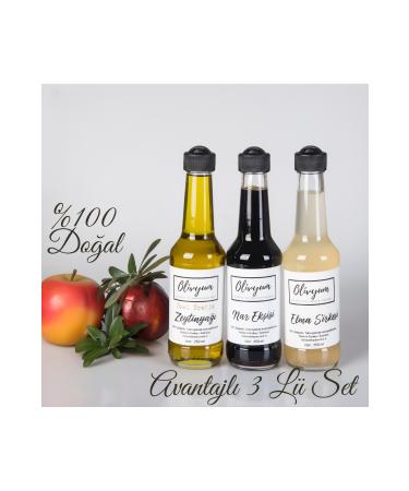 olivyum 3-pack Advantageous Vinegar Pomegranate Syrup and Olive Oil Glass Bottle