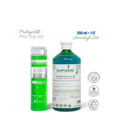 EcoProbiotic Nourishing Moisturizing Anti-Sweat Odor Prebiotic Shower Gel 300 ml 1 Lt Set