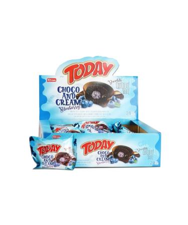 Elvan Today Double Choco And Cream Blueberry 50 Gr. 24 Pieces (1 Box)