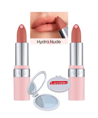 Avon Hydramatic Matte Lipstick Nude 2 Pack + Lovider Pocket Mirror Gift