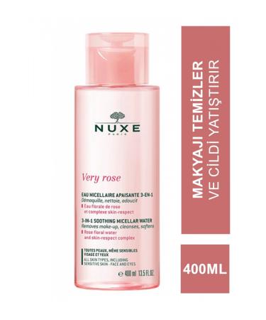 Nuxe Very Rose - 3 in 1 Moisturizing Micellar Cleansing Water for Face Eyes Lips 400 ml All Skin Types