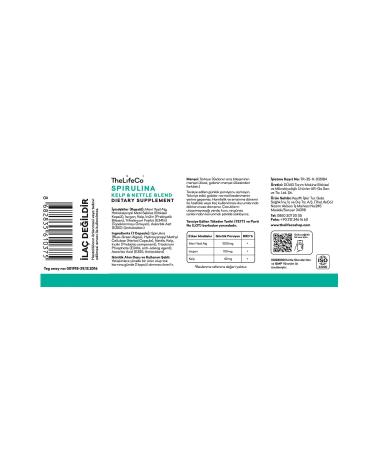 TheLifeCo Spirulina Kelp & Nettle 60 Capsules - Buy Online on GoSupps.com