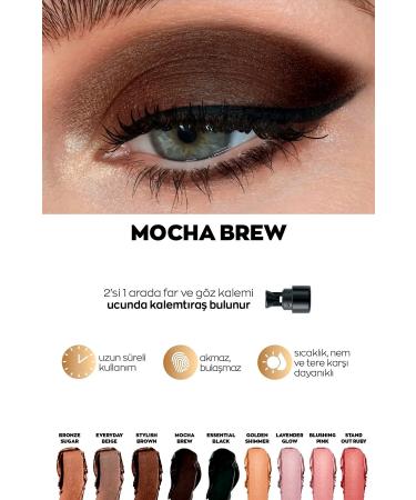 Avon Power Stay Shadow Stick Pencil Eyeshadow - Mocha Brew 2 Pack + Lovider Pocket Mirror Gift - Buy Online on GoSupps.com