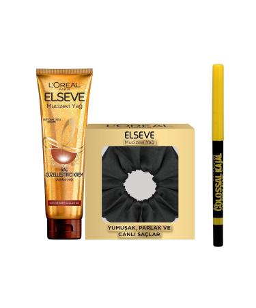 Elseve Miraculous Oil Hair Conditioner 150 ml + Barrette + Maybelline New York Black Eye Pencil