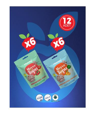 Mixmey Coconut Coated Fruit Ball | Strawberry & Orange Flavors - 90gr X 12 Pieces