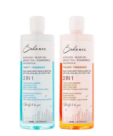 Soho NYC Vegan Set Shower Gel Happy (390 ML) Poudre (390 ML)