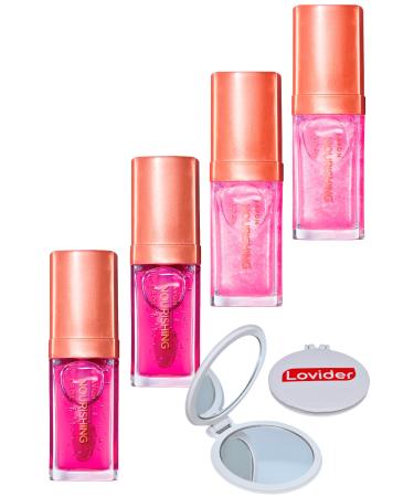 Avon True Nourishing Lip Oil 7 ml - 2 Blossom + 2 Shimmering Petal + Lovider Pocket Mirror