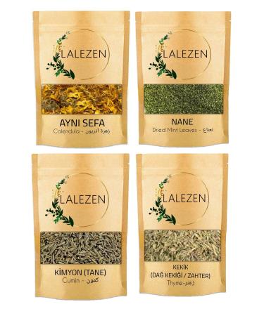 LALEZEN Stomach Soother/gastromix Tea - 100 gr Calendula - 100 gr Mint - 100 gr Thyme - 100 gr Cumin