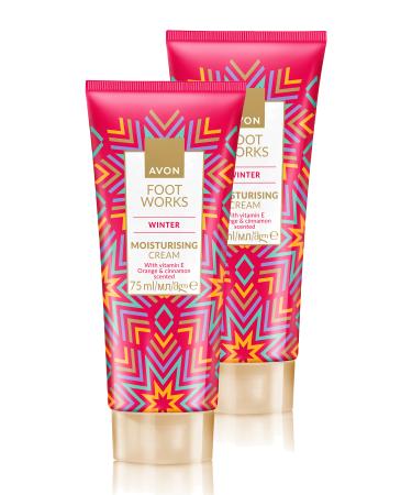 Avon Foot Work Winter Orange and Cinnamon Scented Vitamin E Moisturizing Foot Cream 75 Ml. Set of Two