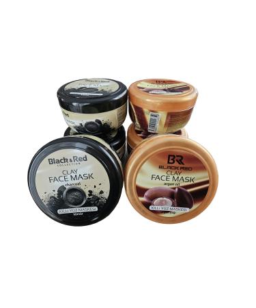 Black Red Clay Face Mask Charcoal Extract + Argan (3+3)