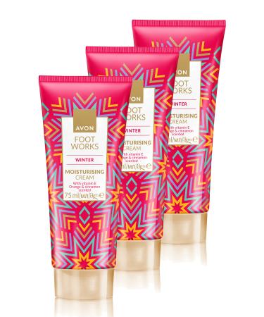 Avon Foot Work Winter Orange and Cinnamon Scented Vitamin E Moisturizing Foot Cream 75 Ml. Triple Set